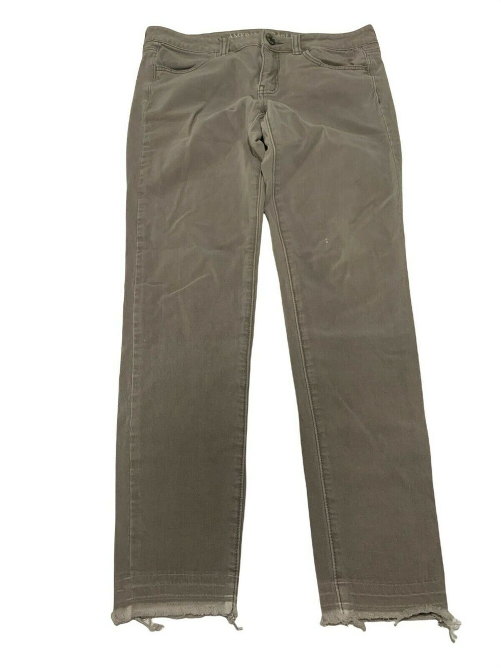 American Eagle Jegging Jeans Women's Size 8 Grey Low Rise Stretch Skinny Ripped